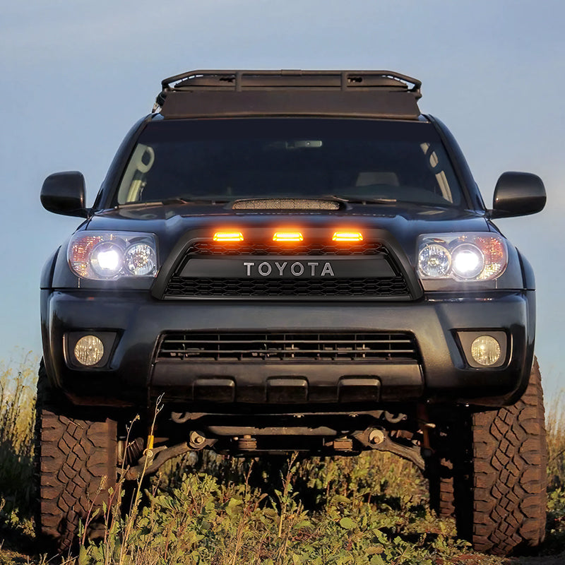 Front Grill For Toyota 4Runner 2006-2009 Front Mesh Bumper Grille Replacement Grille With 3 Led Lights Black Front Grill For Toyota 4Runner 2006-2009 Front Mesh Bumper Grille Replacement Grille With 3 Led Lights Black