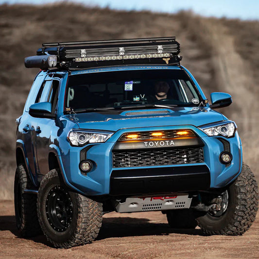 Quaxpire Matte Black Front Grill & LED Raptor Lights Combo for Toyota 4Runner (2014-2024)