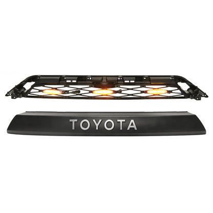 Quaxpire Matte Black Front Grill & LED Raptor Lights Combo for Toyota 4Runner (2014-2024)