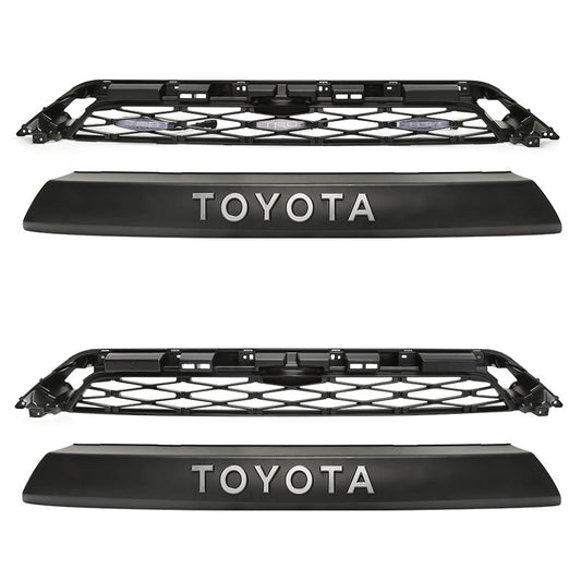 Quaxpire Matte Black Front Grill & LED Raptor Lights Combo for Toyota 4Runner (2014-2024)